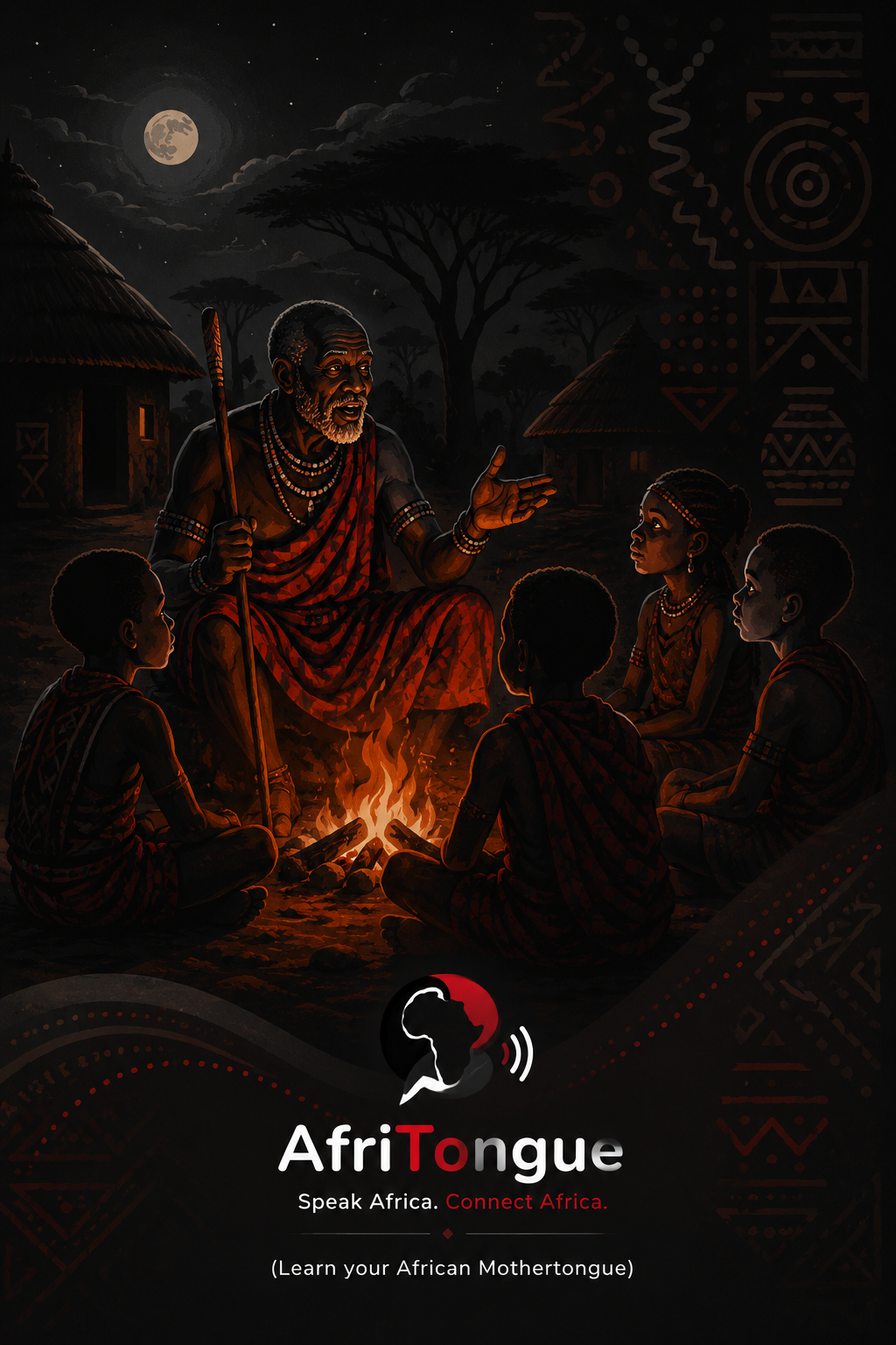 Grandfather teaching children — African oral tradition