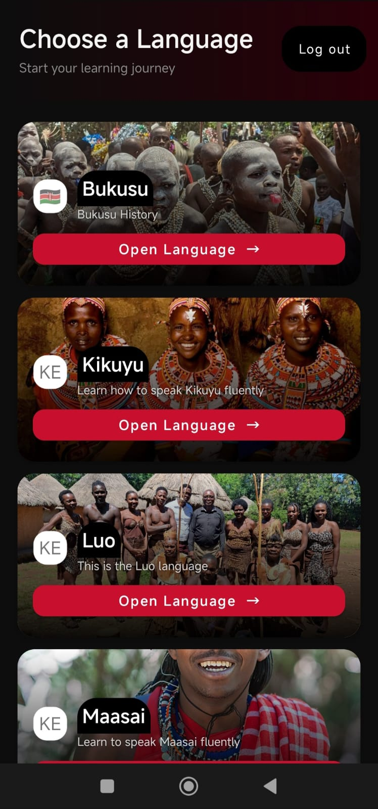 Choose Your Language — AfriTongue App