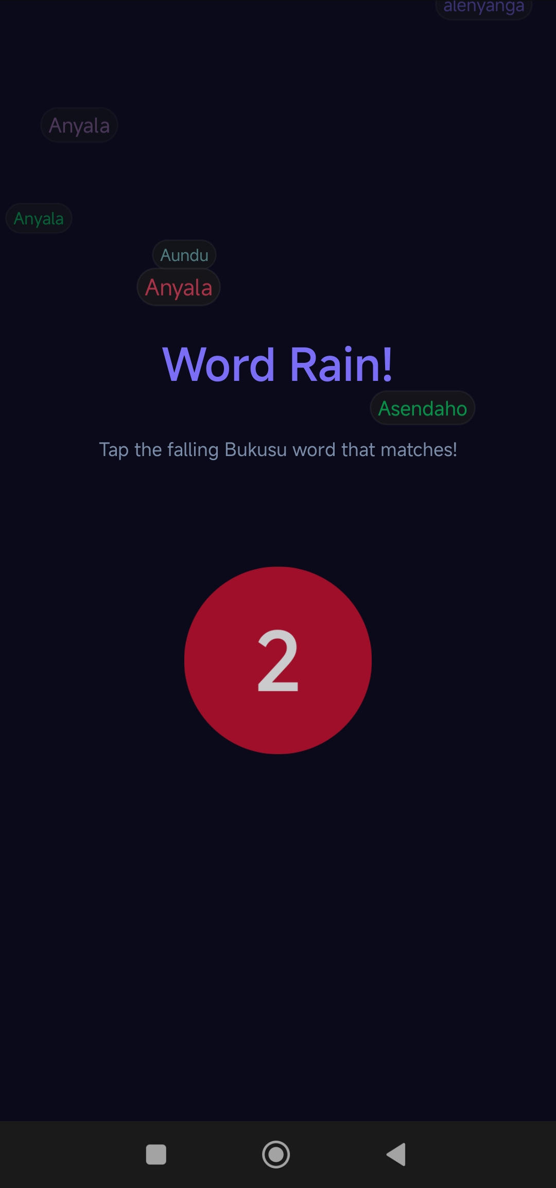 Word Rain Game — AfriTongue